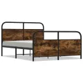 Cadre de lit en métal sans matelas chêne fumé 140x200 cm