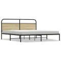 Cadre de lit en métal sans matelas chêne sonoma 180x200 cm