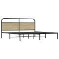 Cadre de lit en métal sans matelas chêne sonoma 180x200 cm