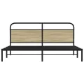 Cadre de lit en métal sans matelas chêne sonoma 180x200 cm
