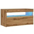 Meubles TV avec lumières LED 2 pcs chêne artisanal