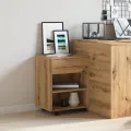 Armoire roulante chêne artisanal 46x36x59 cm bois d'ingénierie
