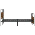 Cadre de lit en métal sans matelas chêne fumé 137x190 cm