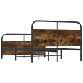 Cadre de lit en métal sans matelas chêne fumé 137x190 cm
