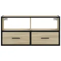 Meuble TV chêne sonoma 80x31x39,5 cm bois d'ingénierie et métal