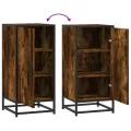 Buffet chêne fumé 35,5x35x76 cm bois d'ingénierie et métal