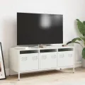 Meuble TV blanc 101,5x39x43,5 cm acier laminé à froid