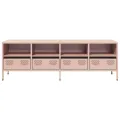 Meuble TV rose 135x39x43,5 cm acier laminé à froid