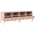 Meuble TV rose 135x39x43,5 cm acier laminé à froid