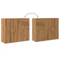 Buffet chêne artisanal 91x29,5x75 cm bois d'ingénierie