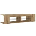 Meuble TV avec lumières LED chêne artisanal bois d'ingénierie