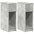 Tables de chevet avec tiroir 2 pcs gris béton 20x36x60 cm