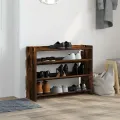 Étagère à chaussures chêne fumé 80x25x61,5 cm bois d'ingénierie