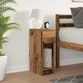 Table de chevet avec tiroir vieux bois 20x36x60 cm