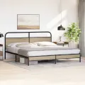 Cadre de lit en métal sans matelas chêne fumé 180x200 cm