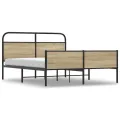 Cadre de lit en métal sans matelas chêne fumé 180x200 cm