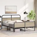 Cadre de lit en métal sans matelas chêne fumé 180x200 cm