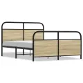 Cadre de lit en métal sans matelas chêne sonoma 140x190 cm