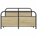 Cadre de lit en métal sans matelas chêne sonoma 140x190 cm