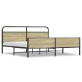 Cadre de lit en métal sans matelas chêne sonoma 193x203 cm