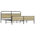Cadre de lit en métal sans matelas chêne sonoma 193x203 cm