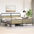 Cadre de lit en métal sans matelas chêne sonoma 193x203 cm