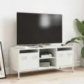 Meuble TV blanc 101,5x39x43,5 cm acier laminé à froid