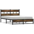 Cadre de lit en métal sans matelas chêne fumé 160x200 cm