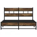 Cadre de lit en métal sans matelas chêne fumé 160x200 cm