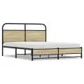 Cadre de lit en métal sans matelas chêne sonoma 160x200 cm
