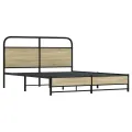 Cadre de lit en métal sans matelas chêne sonoma 160x200 cm