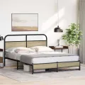 Cadre de lit en métal sans matelas chêne sonoma 160x200 cm