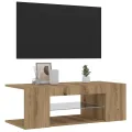 Meuble TV avec lumières LED chêne artisanal bois d'ingénierie