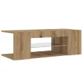 Meuble TV avec lumières LED chêne artisanal bois d'ingénierie
