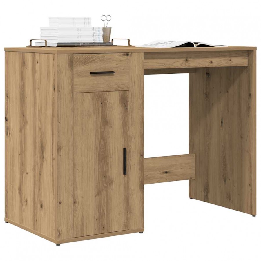 Bureau chêne artisanal 100x49x75 cm bois d'ingénierie