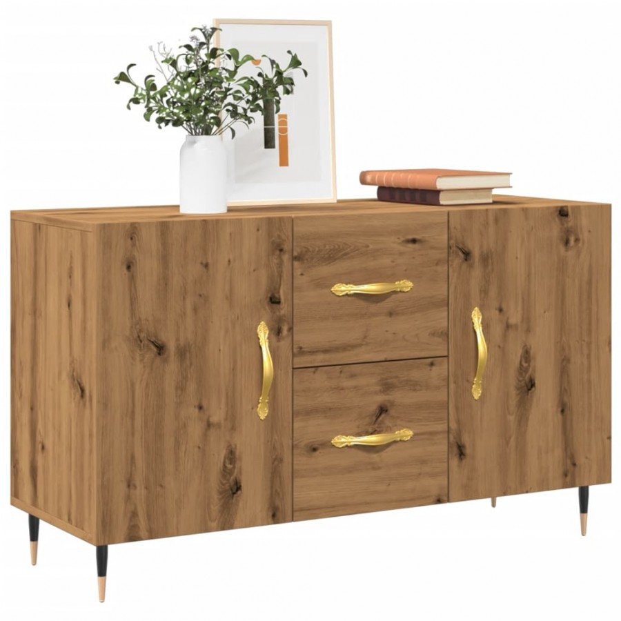 Buffet chêne artisanal 100x36x60 cm bois d'ingénierie