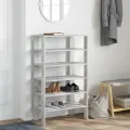 Étagère à chaussures gris béton 61x32x105 cm bois d'ingénierie