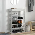 Étagère à chaussures gris béton 60x30x98 cm bois d'ingénierie