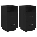 Tables de chevet 2 pcs avec 2 tiroirs noir 36x36x68 cm