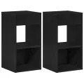 Tables de chevet avec tiroir 2 pcs chêne noir 35x34x66,5 cm