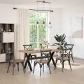 Table à manger NOAIN pieds en forme de X 160x90x75cm massif pin
