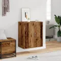 Armoire à chaussures vieux bois 60x35x70 cm bois d'ingénierie