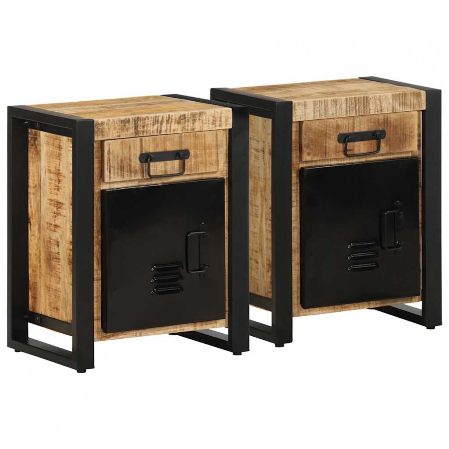 Tables de chevet 2 pcs bois de manguier massif brut