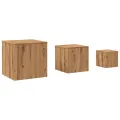 Tables d'appoint 3 pcs chêne artisanal bois d'ingénierie