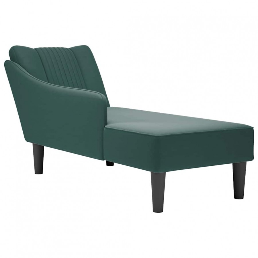 Fauteuil long avec accoudoir droit vert foncé velours