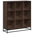Bibliothèque chêne marron 97,5x33x107,5cm bois ingénierie métal