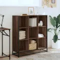 Bibliothèque chêne marron 97,5x33x107,5cm bois ingénierie métal