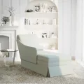Fauteuil long et traversin accoudoir droit gris clair velours