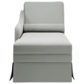 Fauteuil long et traversin accoudoir droit gris clair velours