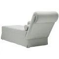 Fauteuil long et traversin accoudoir droit gris clair velours